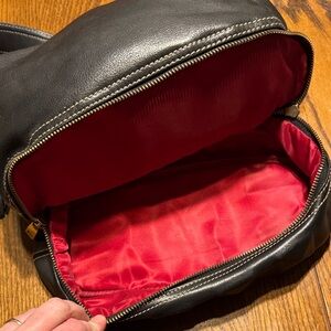 Kate Landry Black Leather Belt Bag with Red Interior